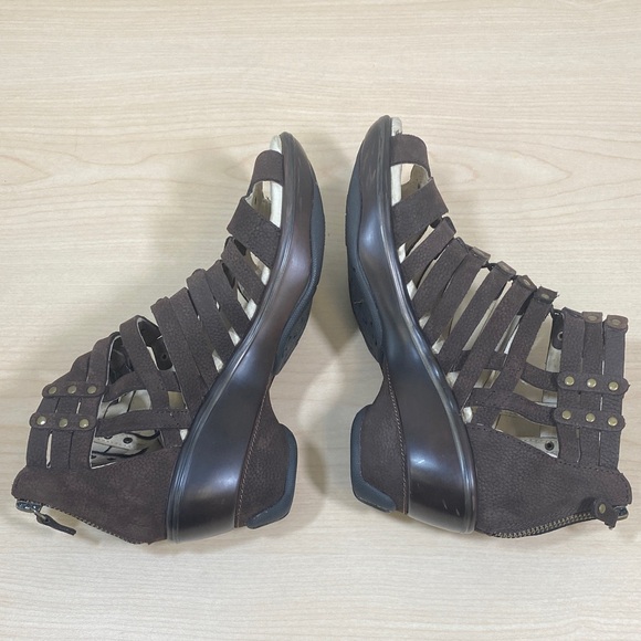 Jambu Sugar Sport Wedge Brown Leather Gladiator Sandals - Picture 5 of 7
